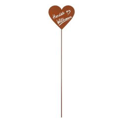 Gartenstecker Herz, rusty, Willkommen, ca. 42cmH
