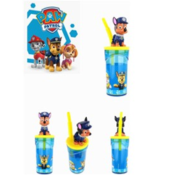 Paw Patrol Trinkbecher mit 3D-Figur & Strohhalm