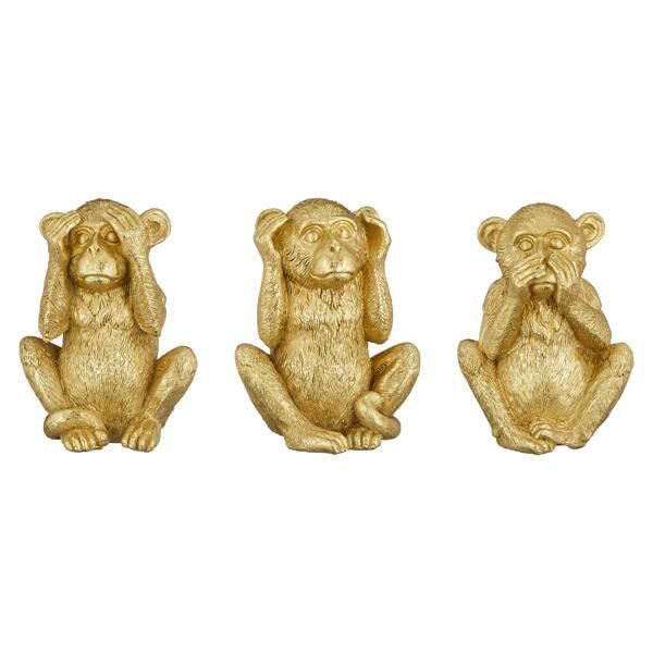 Affe 3/s, gold, groß, ca. 18cmH