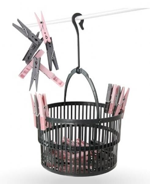 Teleskopkorb mit 30 Wäscheklammern