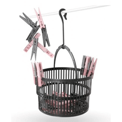 Teleskopkorb mit 30 Wäscheklammern