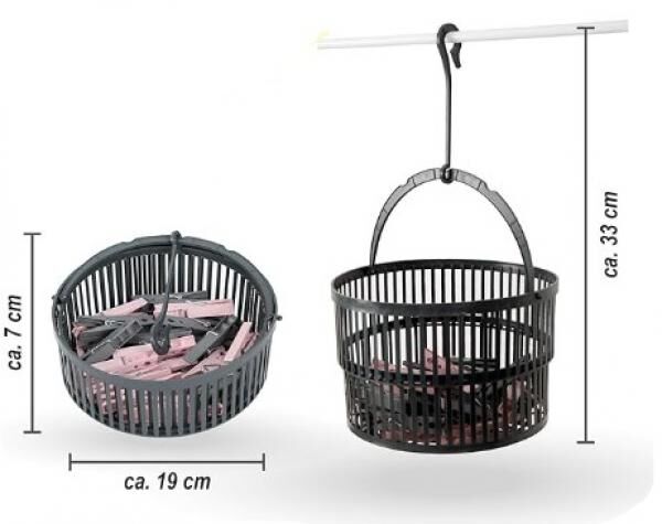 Teleskopkorb mit 30 Wäscheklammern
