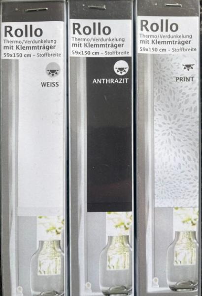 Thermo-/ Verdunklungsrollo 12er Set (3 Größen und 3 Varianten)