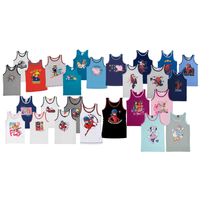 Lizenz Kinder Jungen Mädchen Textilien Unterhemd Top Kids Tanktop Kinderunterwäsche Unterwäsche Restposten Mix (2er pack)