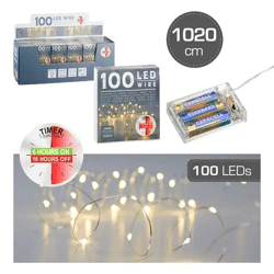 100-LED Mikro-Lichterkette, 1000 cm mit Timer, Energieeffiziente Beleuchtung