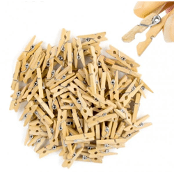 100x Miniklammern - Größe 25 mm Mini Klammer Wäscheklammern Holzklammer aus echten Holz