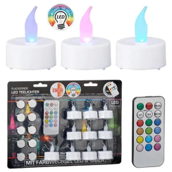10er-Set LED Teelichter Farbwechsel mit Fernbedienung, batteriebetrieben, 4cm Durchmesser