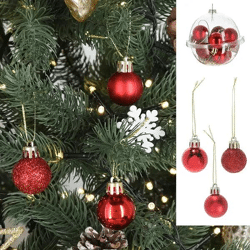 12er Set Rote Christbaumkugeln, Festliche Dekoration, Durchmesser 2,5cm