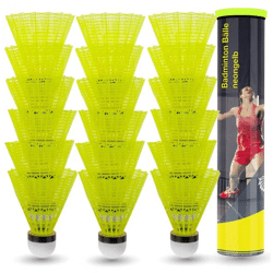 12x Federbälle gelb Badmintonbälle für Training & Wettkampf Badminton - für Outdoor & Indoor (12x)