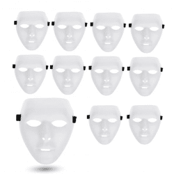 12x Maske weiß - Theathermaske zum bemalen unbemalt basteln Anonymous Phantom Masken - Karneval & Fasching & Halloween
