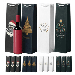 12x XXL Flaschentüten Weihnachtstaschen Bootle Bag Flaschen Weihnachten Geschenktüten Weihnachtstüte Geschenktaschen für Weintragetasch