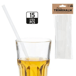 15er Set Mehrweg-Trinkhalme, transparent, ca. 22 cm hoch, langlebig, umweltfreundlich, leicht zu reinigen