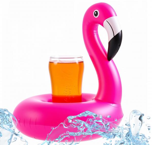 1x Getränkehalter Flamingo aufblasbar Luftmatratze Schwimmring Schwimmreif für Pool, Cocktailhalter, Bierhalter, Becher, Dosenhalter, Bec