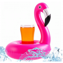 1x Getränkehalter Flamingo aufblasbar Luftmatratze Schwimmring Schwimmreif für Pool, Cocktailhalter, Bierhalter, Becher, Dosenhalter, Bec