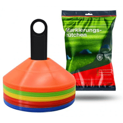 20x Markierungshütchen Hütchen Kegel für Slalom Trainingszubehör & Fußballzubehör für Fußball, Leichtathletik UVM. (20x)