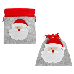 21x23cm Geschenkbeutel aus Filz mit Santa-Motiv - Wiederverwendbar, Festlich, Vielseitig