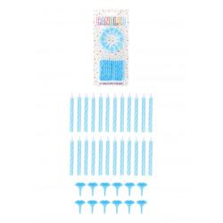 24 blaue Partykirschen, 6 cm mit 12 Haltern – Geburtstagsdekorationsset