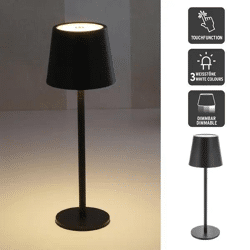 27cm LED Tischleuchte in Schwarz - USB-Anschluss, Modernes Metall-Design für kompakte Beleuchtung