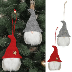 2er Set flache Wichtel-Hänger, klein, je 15cm hoch - Originelle Weihnachtsdekoration