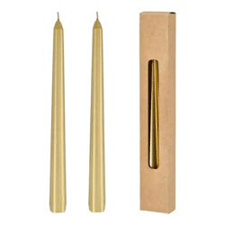 2er-Set Goldene Metallic-Stabkerzen, 25 cm - Elegantes Kerzen-Duo