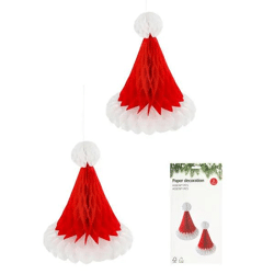 2er-Set Hängedekoration Weihnachtsmütze im Honeycomb-Stil für festliches Ambiente