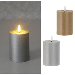 2er Set Kleine LED-Kerzen, Metallic, ca. 7x10 cm Höhe