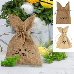 2er Set Kleine Stoffbeutel mit Hasenmotiv, Umweltfreundlich, 20x13 cm