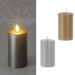 2er Set Metallische LED-Kerzen, Mittelgroß, ca. 7x12,5 cm