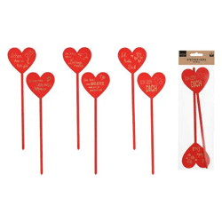 2er Set Rote Herzstecker mit Gravur, 24 cm Höhe