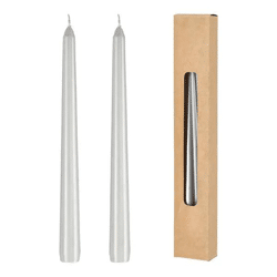 2er-Set Silberne Metallic-Stabkerzen, 25 cm – Modernes Kerzen-Duo