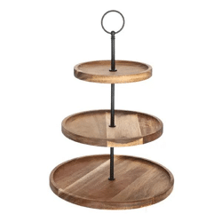 3-stöckige Holz-Etagere, 35 cm hoch, für Kuchen & Gebäck