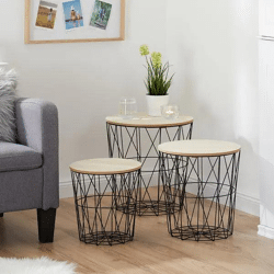 3-teiliges Korb-Tischset - Vielseitige Schachteltische