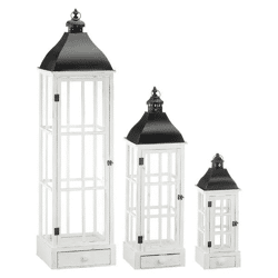 3-teiliges Laternen-Set in Weiß, klassisches Design – ideal für stilvolle Beleuchtung