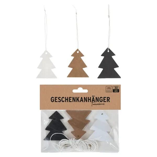 30 Weihnachtsbaum-Geschenkanh&auml;nger, 4,5x5,5 cm, praktische OPP-Verpackung