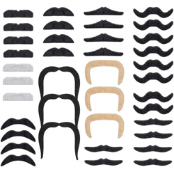 36x selbstklebend Bärte mit div. Schnurrbart Schnurbert Bart Fake Moustache Schnauzer zum Ankleben zu Fasching & Karneval