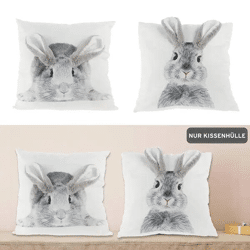 3D Hase Kissenhüllen, 2er-Set, ca. 40x40cm - Verspielte Raumgestaltung