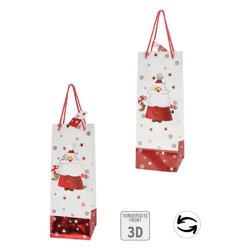 3D Weihnachtsmann Flaschentüte, Festliche Verpackung, 34 cm Höhe