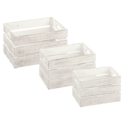 3er Set Dekorative Holzkisten, Antikweiß - Stilvolle Aufbewahrungslösung