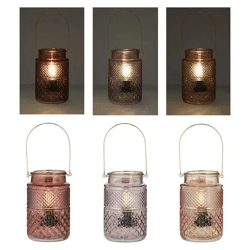 3er Set Dunkle Kristallglas-LED Leuchten mit Henkel, 20 cm - Stilvolle Beleuchtung