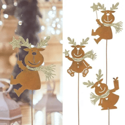 3er Set Gartenstecker Rentier, Rostoptik, klein, Höhe ca. 28cm