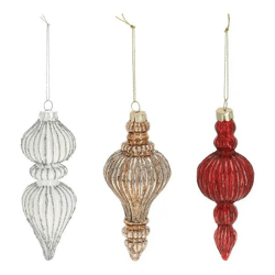 3er-Set Glas-Christbaumschmuck, ca. 14 cm – Festliche Eleganz