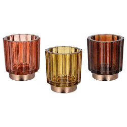 3er Set Glas-Windlichter, 10cm Hoch, Elegante Kerzenhalter für Dekoration