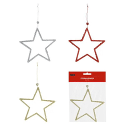 3er Set Glitzernde Sternanhänger, Klein, Ca. 12 cm - Festliche Deko