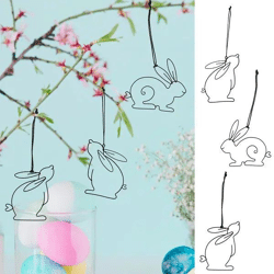 3er Set Kleine Hase-Anhänger, Linien-Design, 8 cm Höhe