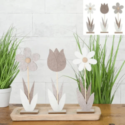 3er Set Kleine Stehende Blumendekorationen, je ca. 30cm Hoch