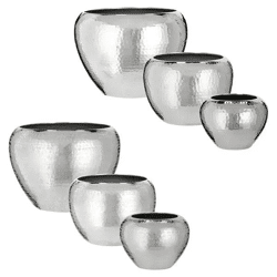 3er Set konische Übertöpfe in Silber, 2 Designs – Stilvolle Pflanzendeko