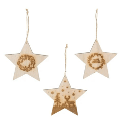 3er Set Sternanhänger, weihnachtlich, Durchmesser ca. 12cm