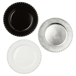 3er Set Strassbesetzte Dekoteller, Durchmesser 33 cm - Elegante Tischdekoration