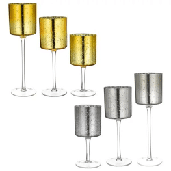 3er Set Windlichter auf Fuß, Doppelseitig - Stimmungsvolle Beleuchtung