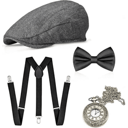 4 in 1 - 20er Accessoires Herren Männer Set für Fasching & Karneval - Verkleidung wie Gatsby, Charleston - Kostüm
